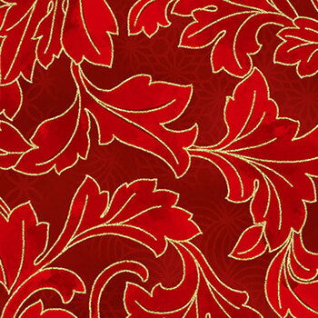 Christmas Wish Y7823-78G Scarlet Gold by Hoffman Fabrics, Image