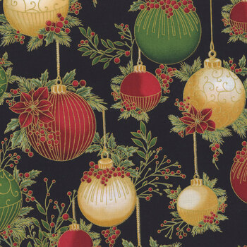 Christmas Wish Y7822-4G Black Gold by Hoffman Fabrics