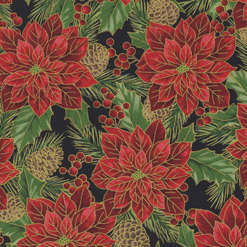 Christmas Wish Y7820-4G Black Gold by Hoffman Fabrics