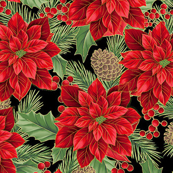 Christmas Wish Y7820-4G Black Gold by Hoffman Fabrics, Image