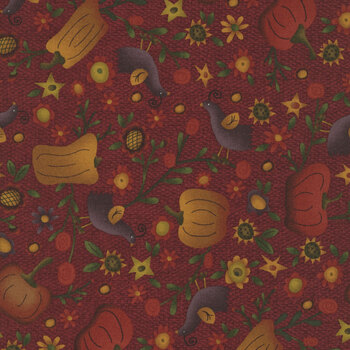 Bountiful Blessings 3632-89 Dark Red by Janet Rae Nesbitt for Henry Glass Fabrics