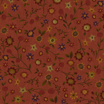 Bountiful Blessings 3634-89 Dark Red by Janet Rae Nesbitt for Henry Glass Fabrics, Image