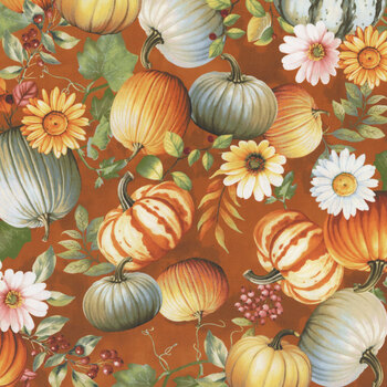 Baskets of Autumn Blessings 9197-35 Pumpkin by Art Loft for Studio E Fabrics