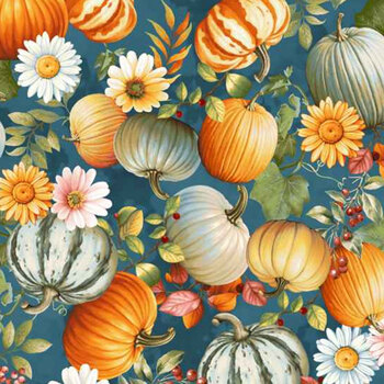 Baskets of Autumn Blessings 9197-76 Jade by Art Loft for Studio E Fabrics, Image