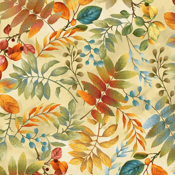 Baskets of Autumn Blessings 9199-43 Cream by Art Loft for Studio E Fabrics, Image