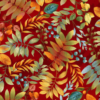 Baskets of Autumn Blessings 9199-88 Brick Red by Art Loft for Studio E Fabrics, Image
