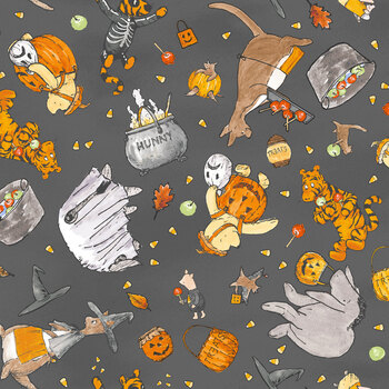 Haunted Acre Wood 9132-93 Charcoal by W.A. Dodge for Studio E Fabrics, Image