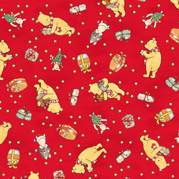 Christmas at Pooh Corner 9101-88 Red by W.A. Dodge for Studio E Fabrics, Image