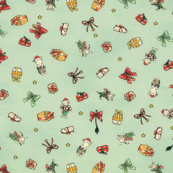 Christmas at Pooh Corner 9103-68 Light Green by W.A. Dodge for Studio E Fabrics