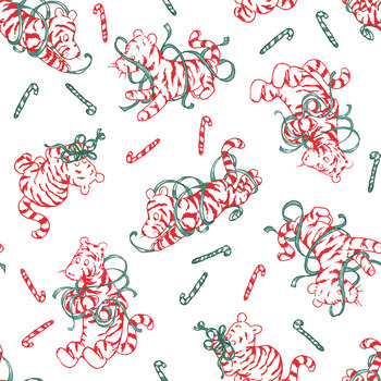 Christmas at Pooh Corner 9104-08 White by W.A. Dodge for Studio E Fabrics, Image