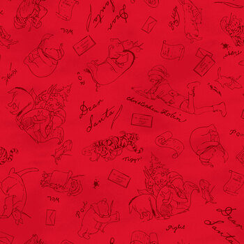 Christmas at Pooh Corner 9107-88 Red by W.A. Dodge for Studio E Fabrics, Image