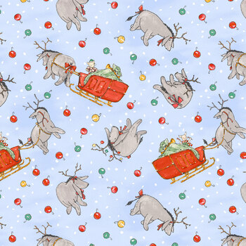 Christmas at Pooh Corner 9112-11 Light Blue by W.A. Dodge for Studio E Fabrics, Image