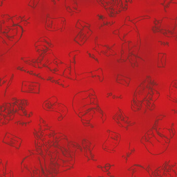 Christmas at Pooh Corner Minky 9123MK-88 Red by W.A. Dodge for Studio E Fabrics