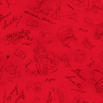 Christmas at Pooh Corner Minky 9123MK-88 Red by W.A. Dodge for Studio E Fabrics, Image