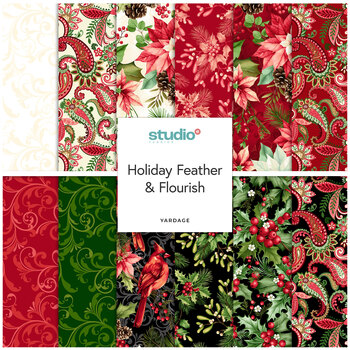 Holiday Feather & Flourish  Yardage by Art Loft for Studio E Fabrics, Image