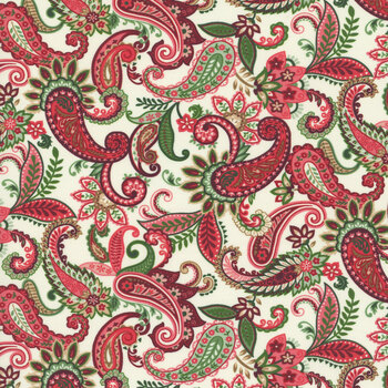 Holiday Feather & Flourish 9264-44 Cream by Art Loft for Studio E Fabrics