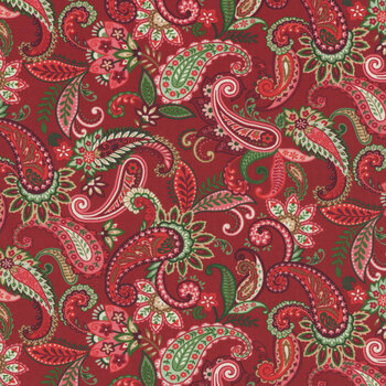 Holiday Feather & Flourish 9264-88 Red by Art Loft for Studio E Fabrics