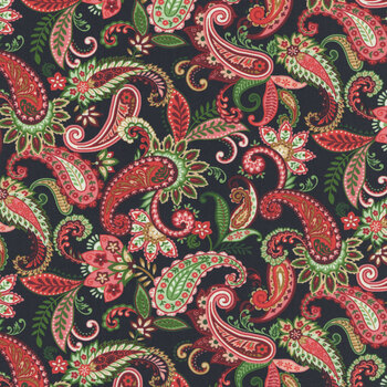 Holiday Feather & Flourish 9264-99 Black by Art Loft for Studio E Fabrics