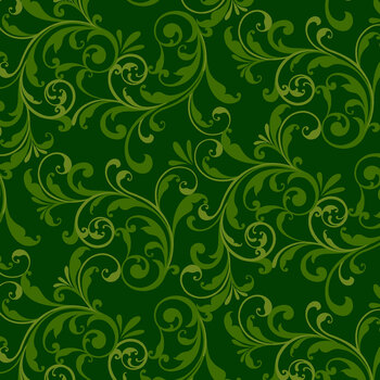 Holiday Feather & Flourish 9266-66 Green by Art Loft for Studio E Fabrics, Image