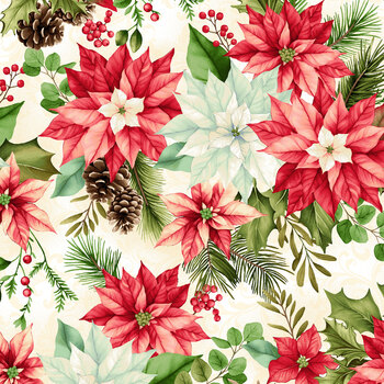Holiday Feather & Flourish 9267-44 Cream by Art Loft for Studio E Fabrics, Image