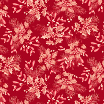 Holiday Feather & Flourish 9268-88 Red by Art Loft for Studio E Fabrics, Image