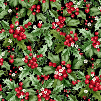 Holiday Feather & Flourish 9269-99 Black by Art Loft for Studio E Fabrics, Image