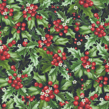 Holiday Feather & Flourish 9269-99 Black by Art Loft for Studio E Fabrics