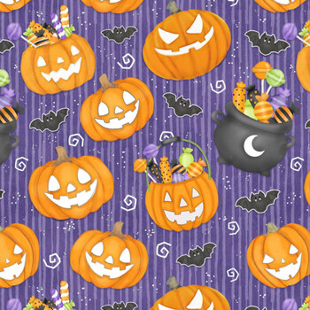 Moonlight Mischief 2554G-55 Purple by Shelly Comiskey for Henry Glass Fabrics, Image
