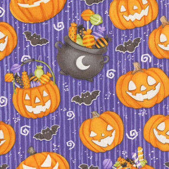 Moonlight Mischief 2554G-55 Purple by Shelly Comiskey for Henry Glass - Glow in the Dark