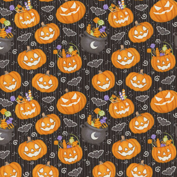 Moonlight Mischief 2555G-99 Black by Shelly Comiskey for Henry Glass - Glow in the Dark