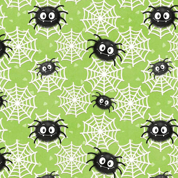 Moonlight Mischief 2557G-66 Green by Shelly Comiskey for Henry Glass Fabrics, Image