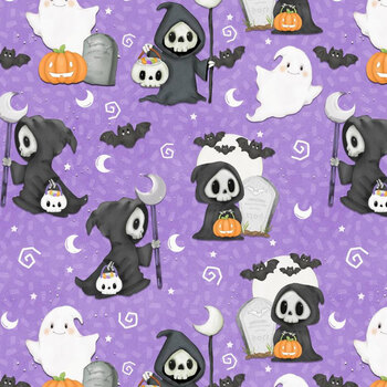 Moonlight Mischief 2561G-55 Light Purple by Shelly Comiskey for Henry Glass Fabrics, Image