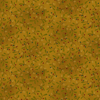 Every Heart Beats True 2685-404 Gold by Kim Diehl for Henry Glass Fabrics, Image