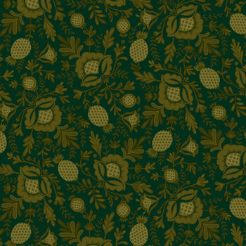 Every Heart Beats True 2690-66 Deep Emerald by Kim Diehl for Henry Glass Fabrics, Image