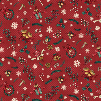 Gifts of Gratitude 2527-88 Red by Leanne Anderson and Kaytlyn Kuebler for Henry Glass Fabrics, Image
