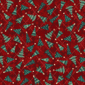 Gifts of Gratitude 2532-88 Red by Leanne Anderson and Kaytlyn Kuebler for Henry Glass Fabrics, Image