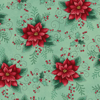 Gifts of Gratitude 2534-17 Light Teal by Leanne Anderson and Kaytlyn Kuebler for Henry Glass Fabrics, Image