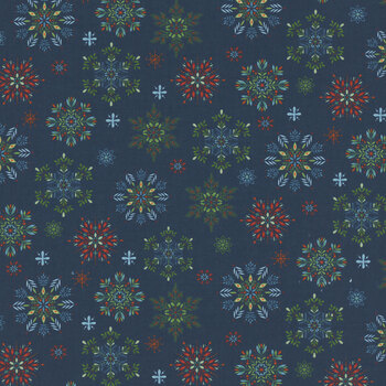 Nordic Holiday Village 3605-79 Blue by Mary Jane Carey for Henry Glass Fabrics