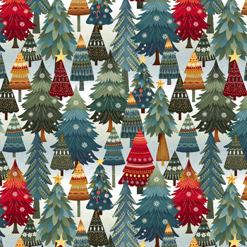 Nordic Holiday Village 3606-17 Ice Blue by Mary Jane Carey for Henry Glass Fabrics, Image
