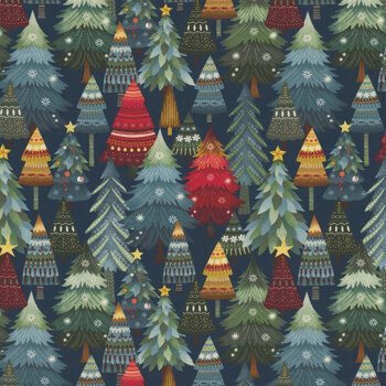 Nordic Holiday Village 3606-77 Dark Blue  by Mary Jane Carey for Henry Glass Fabrics