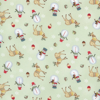 Nordic Holiday Village 3607-16 Light Sage by Mary Jane Carey for Henry Glass Fabrics