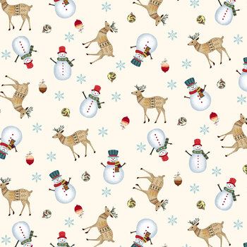 Nordic Holiday Village 3607-44  Cream by Mary Jane Carey for Henry Glass Fabrics, Image