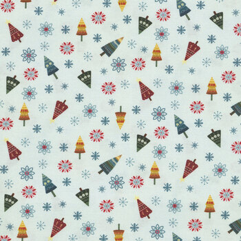 Nordic Holiday Village 3608-17 Ice Blue by Mary Jane Carey for Henry Glass Fabrics