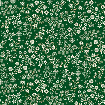 Nordic Holiday Village 3610-66 Green by Mary Jane Carey for Henry Glass Fabrics, Image