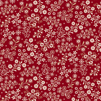 Nordic Holiday Village 3610-88 Red by Mary Jane Carey for Henry Glass Fabrics, Image