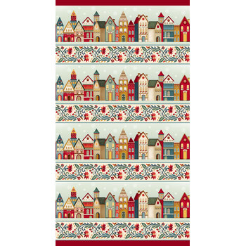 Nordic Holiday Village 3612-44 Cream by Mary Jane Carey for Henry Glass Fabrics, Image