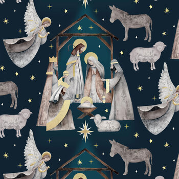 Silent Night 4707-77 Navy by Studio 731 LLC for Blank Quilting Corporation, Image