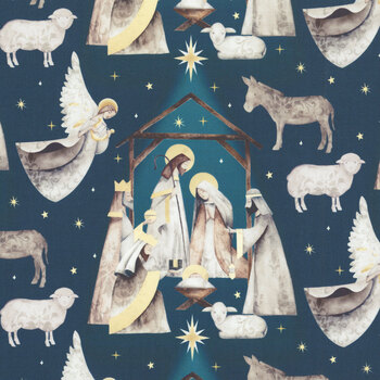 Silent Night 4707-77 Navy by Studio 731 LLC for Blank Quilting