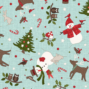 Snowtop Mountain Flannel MASF11162-Q Aqua by Bonnie Sullivan for Maywood Studio, Image