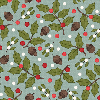 Snowtop Mountain Flannel MASF11163-Q Aqua by Bonnie Sullivan for Maywood Studio, Image
